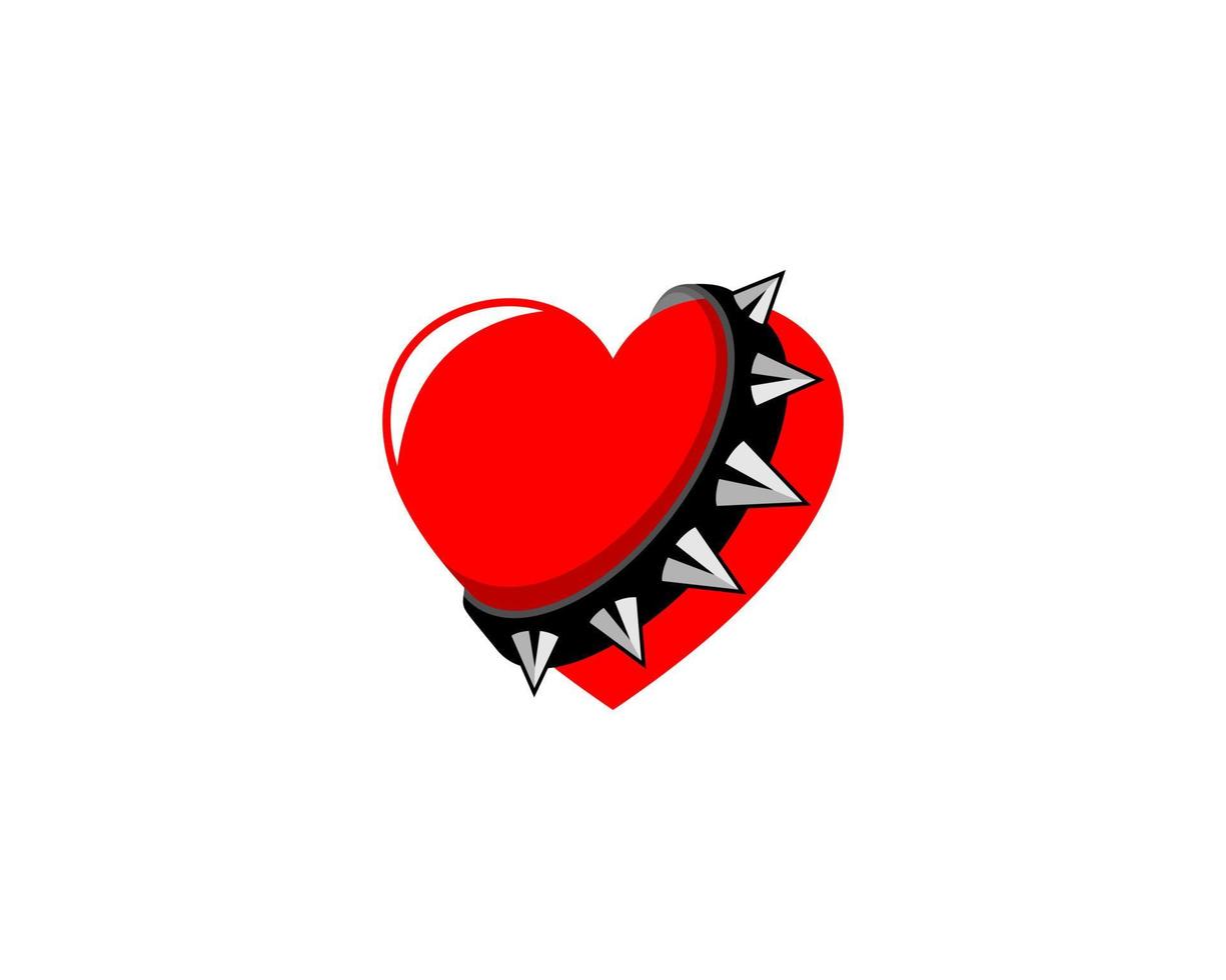 Bulldog collar in love logo vector