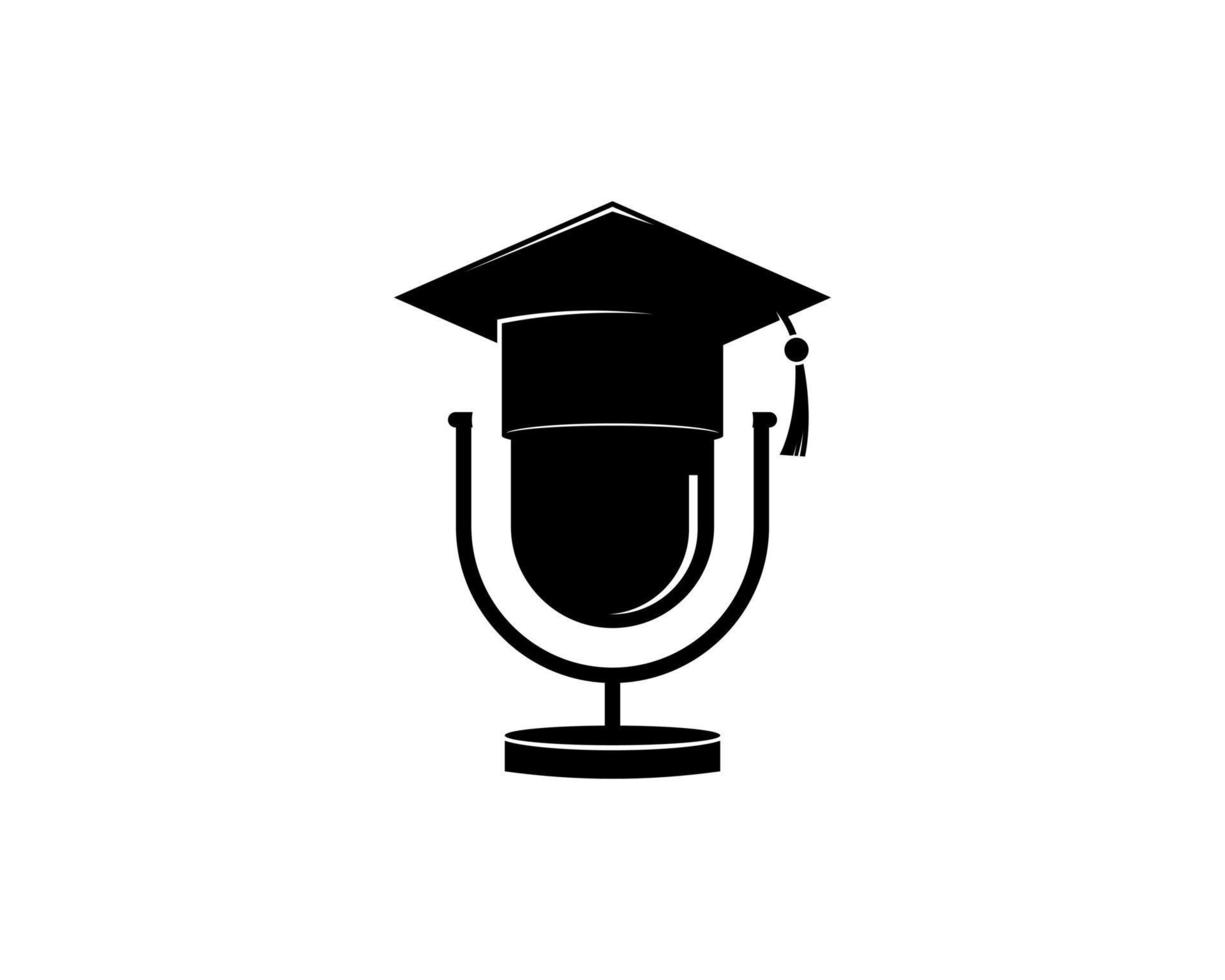 Music microphone with graduation hat on the top vector