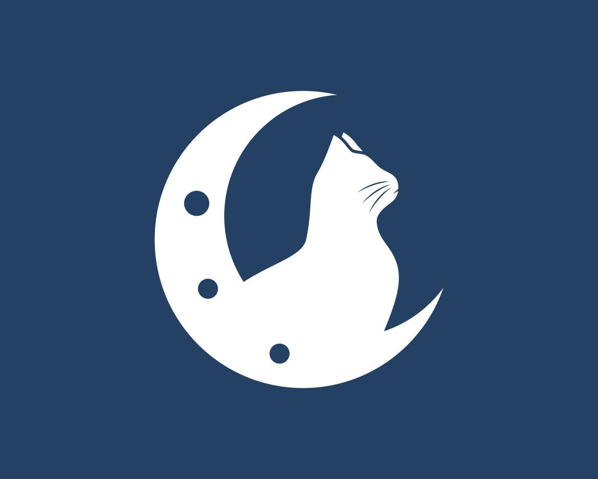 Crescent moon with cat silhouette inside vector