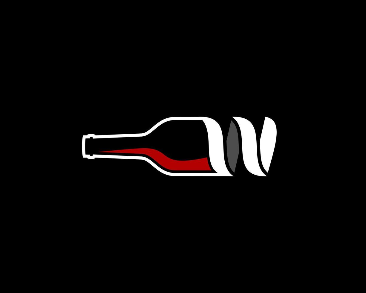 letra w en el logo de la botella de vino vector