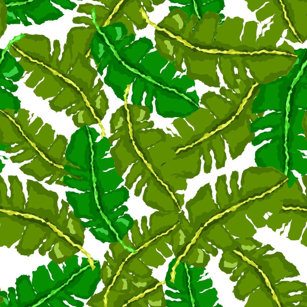 patrón sin costuras de hoja de plátano áspera. fondo tropical. hojas verdes de camuflaje. vector