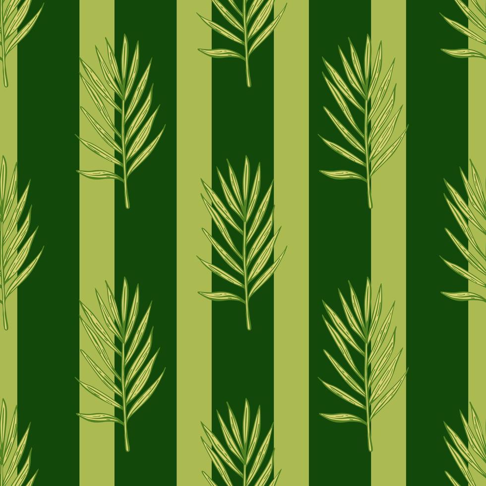 Palm leaves seamless pattern. Tropical branch in engraving style. vector