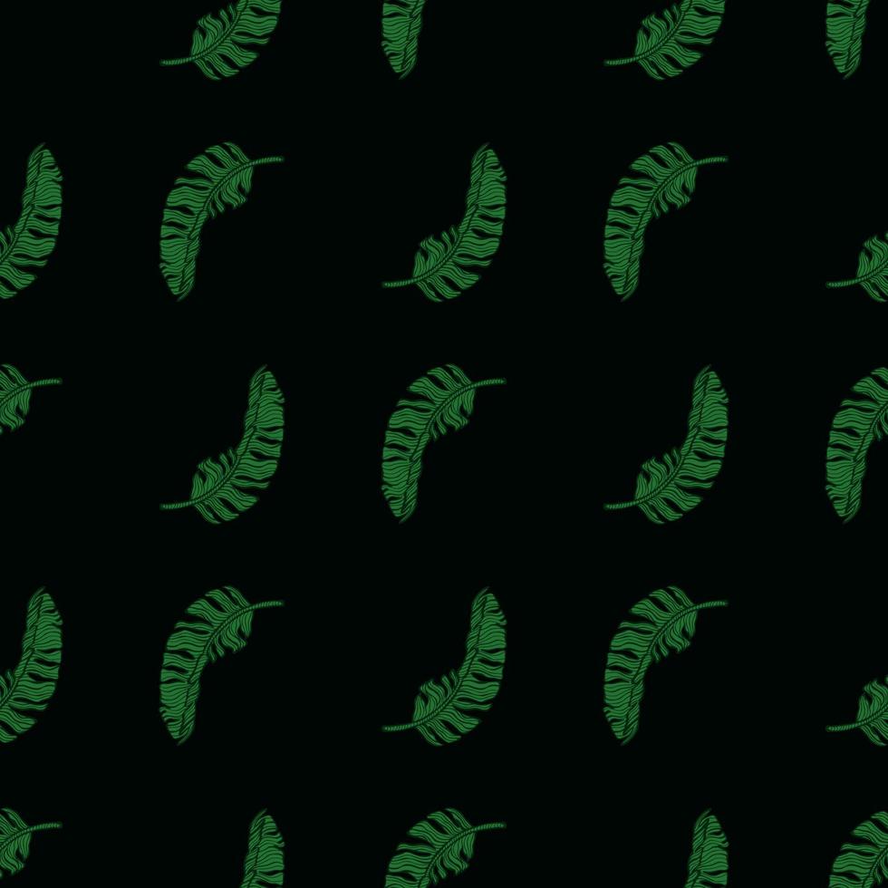 Banana leaves seamless pattern. Tropical branch in engraving style. vector
