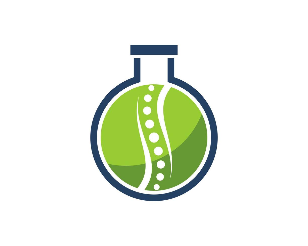 Simple bottle laboratory with chiropractic symbol inside vector