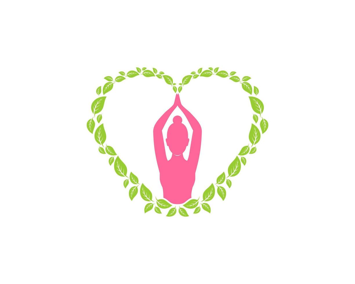 Beauty woman inside the bunch of leaves forming a love shape vector