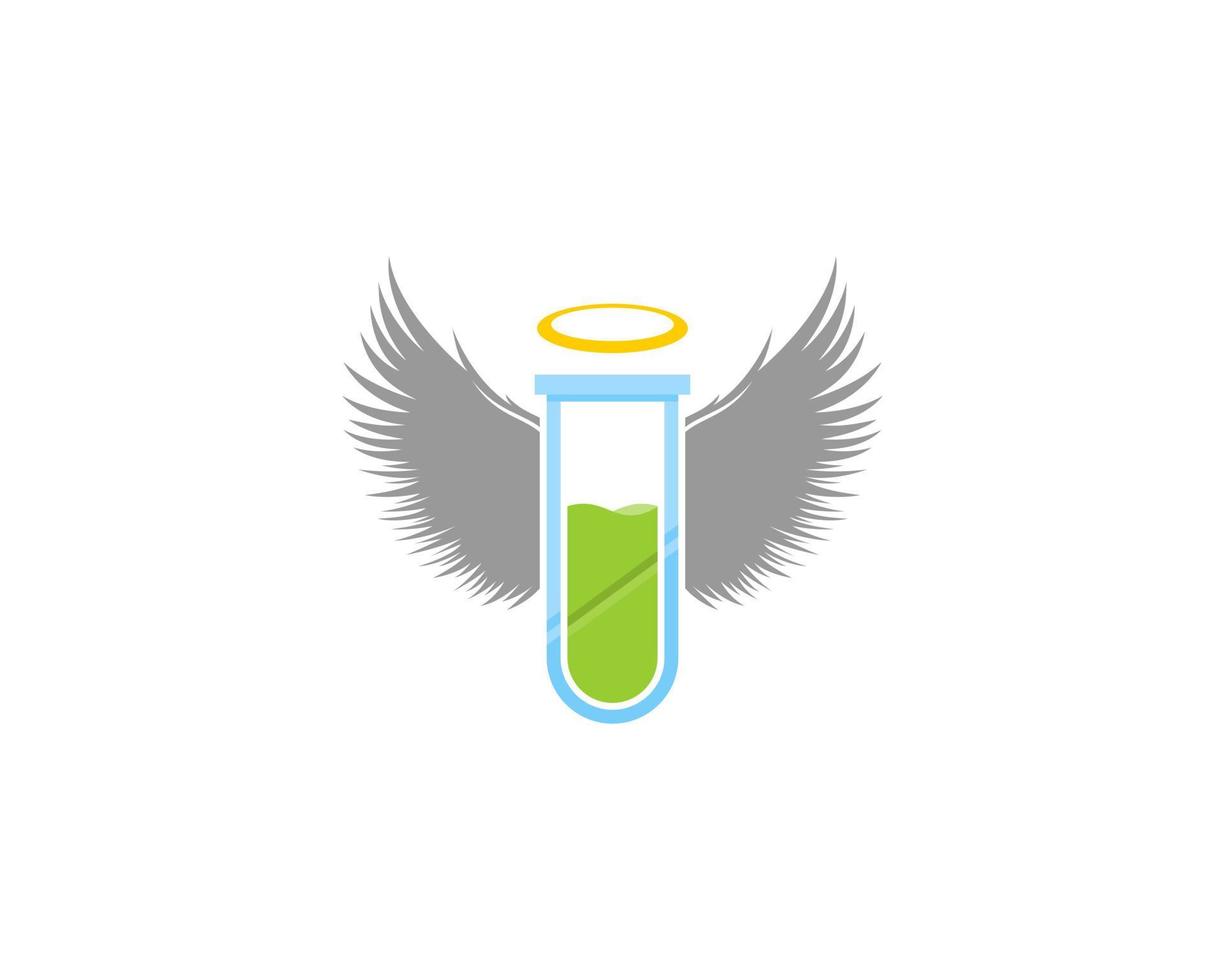 Flying laboratory tube with angel wings vector