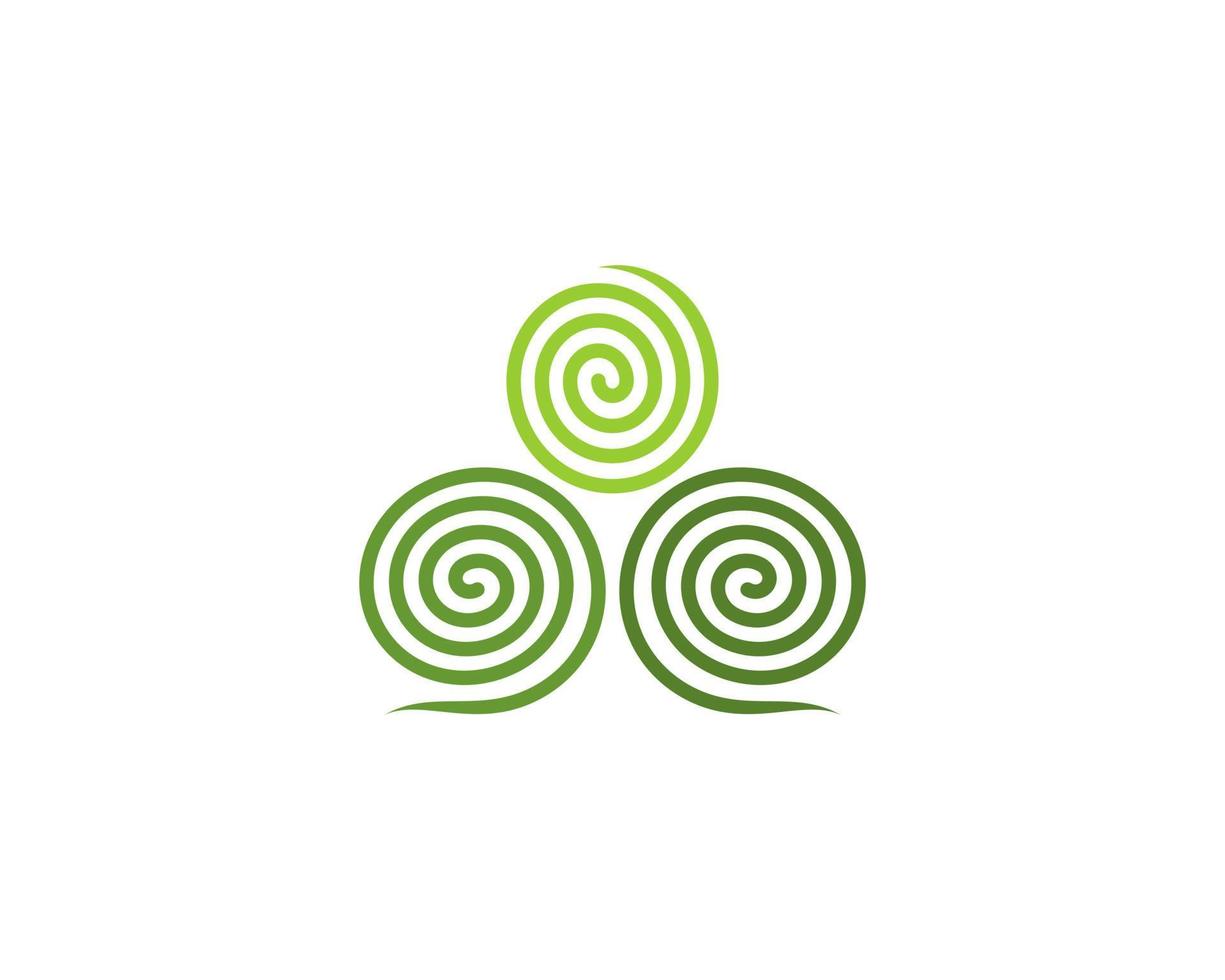 árbol abstracto con logo espiral verde vector