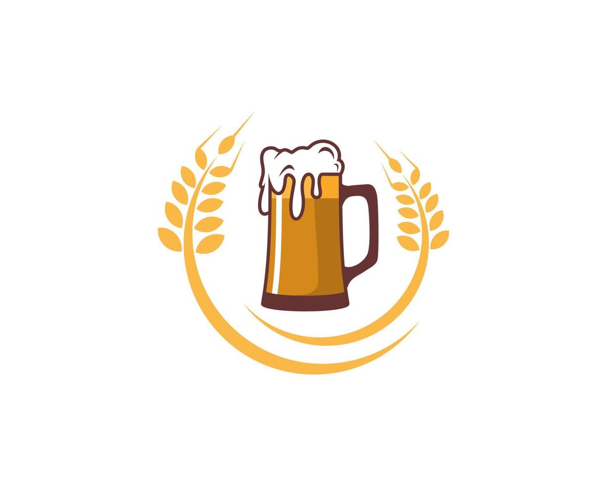 Beer glass on the wheat logo vector