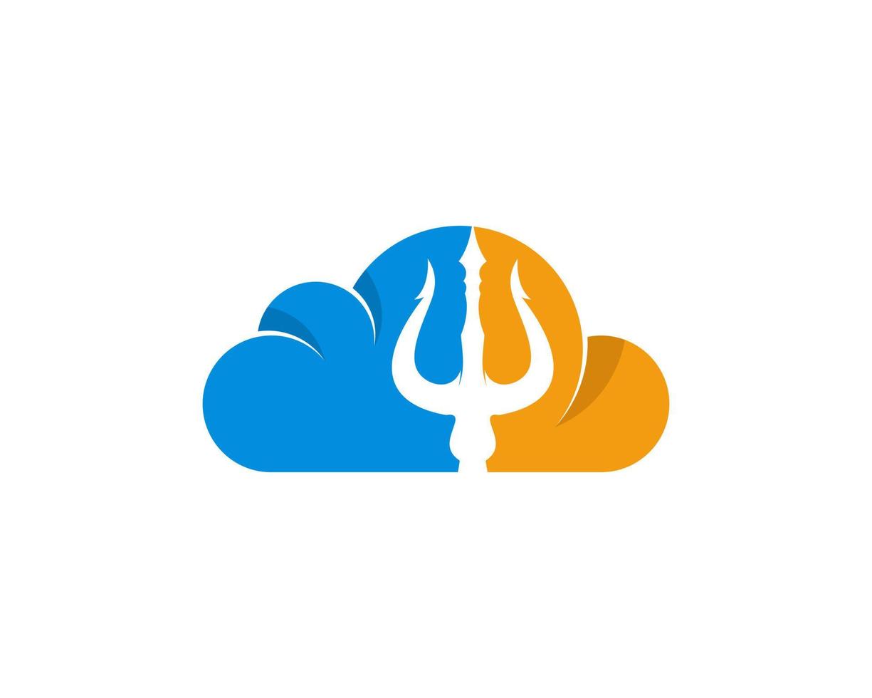 tridente dentro del logo de la nube vector