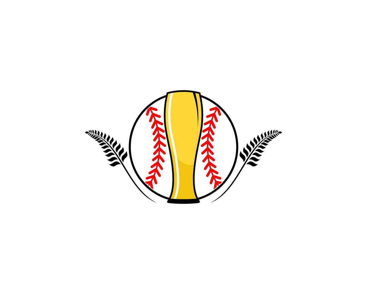 pelota de béisbol con vaso de cerveza en el medio vector