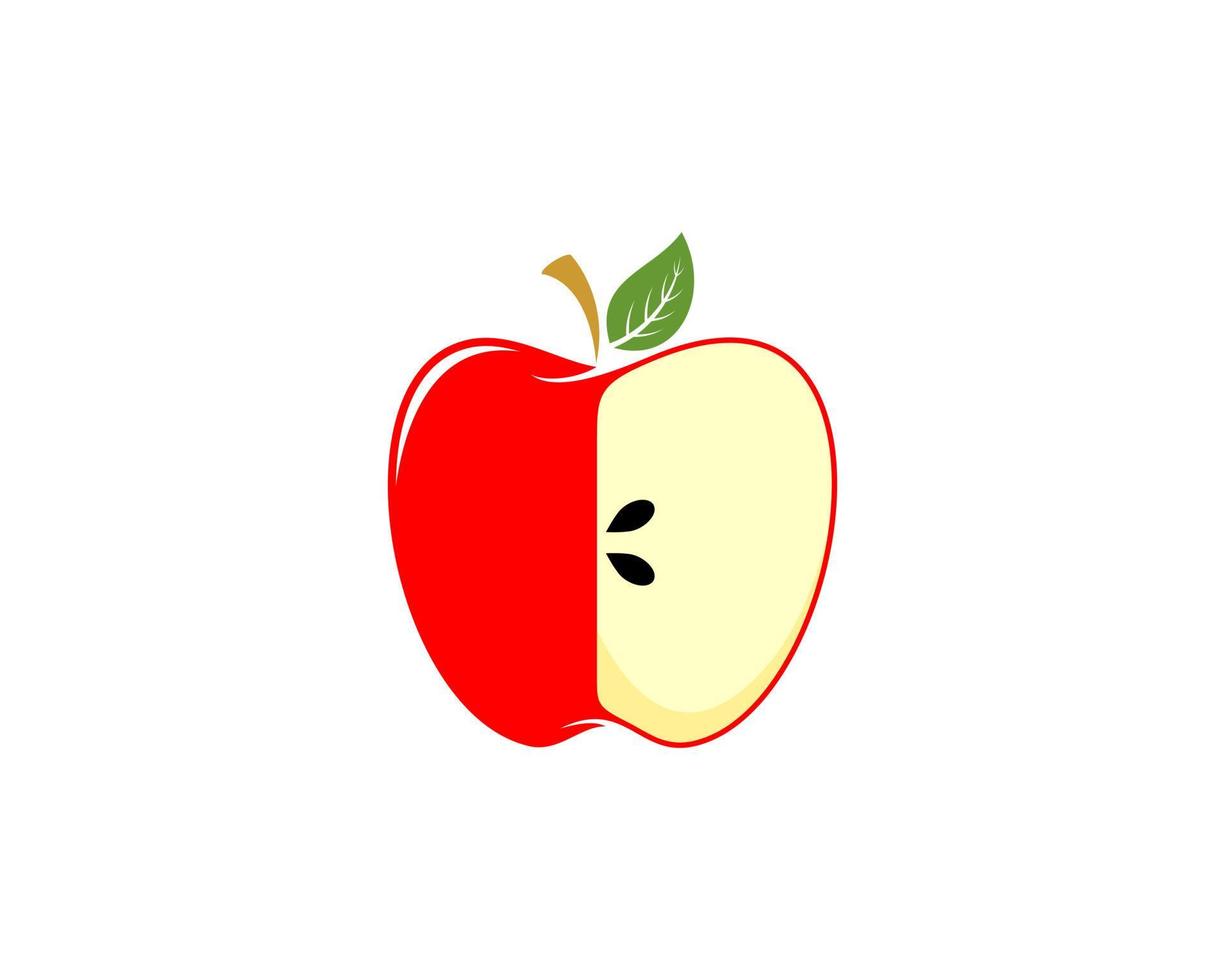 Red apple slice illustration logo vector