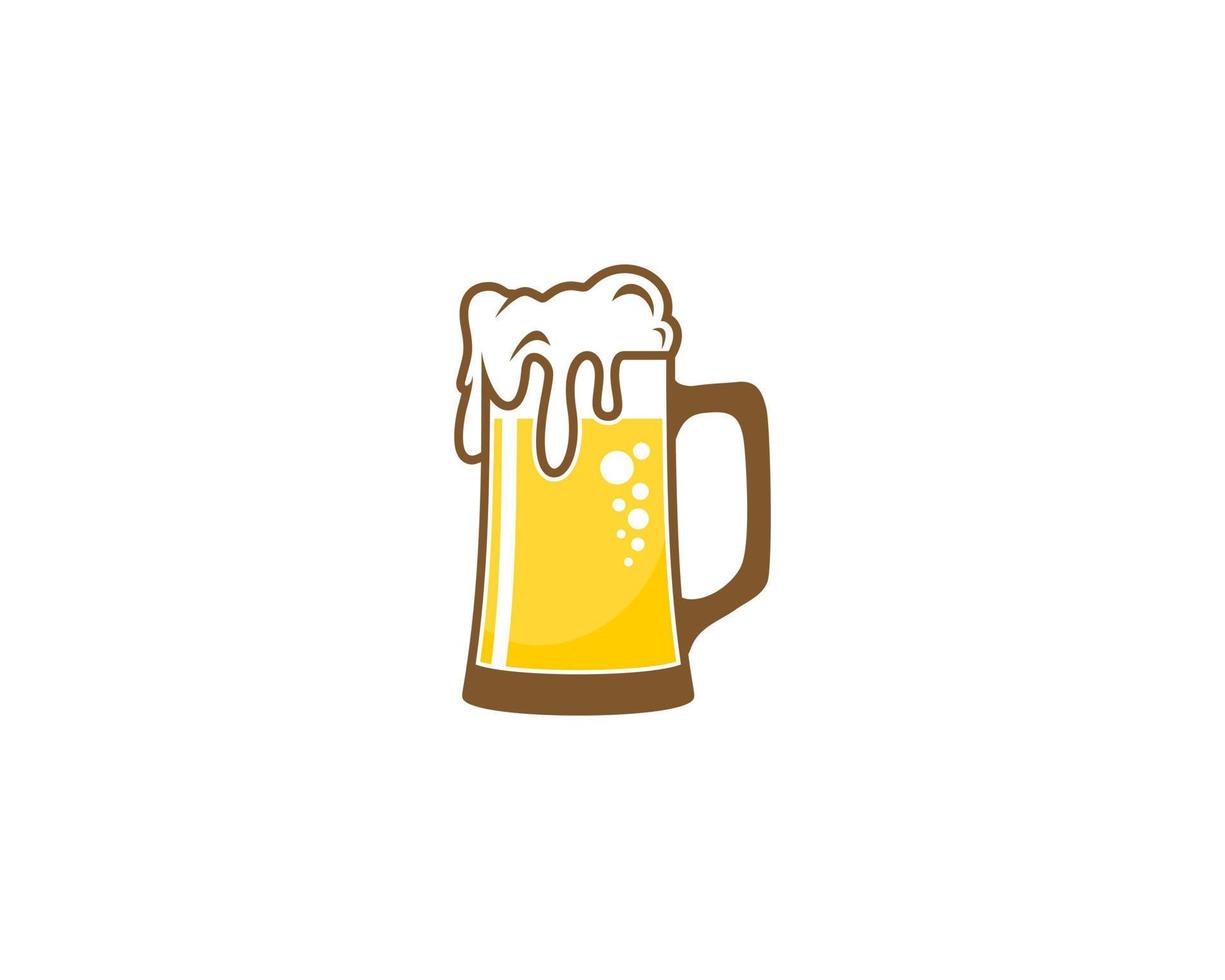 Beer glass with melted foam illustration logo vector