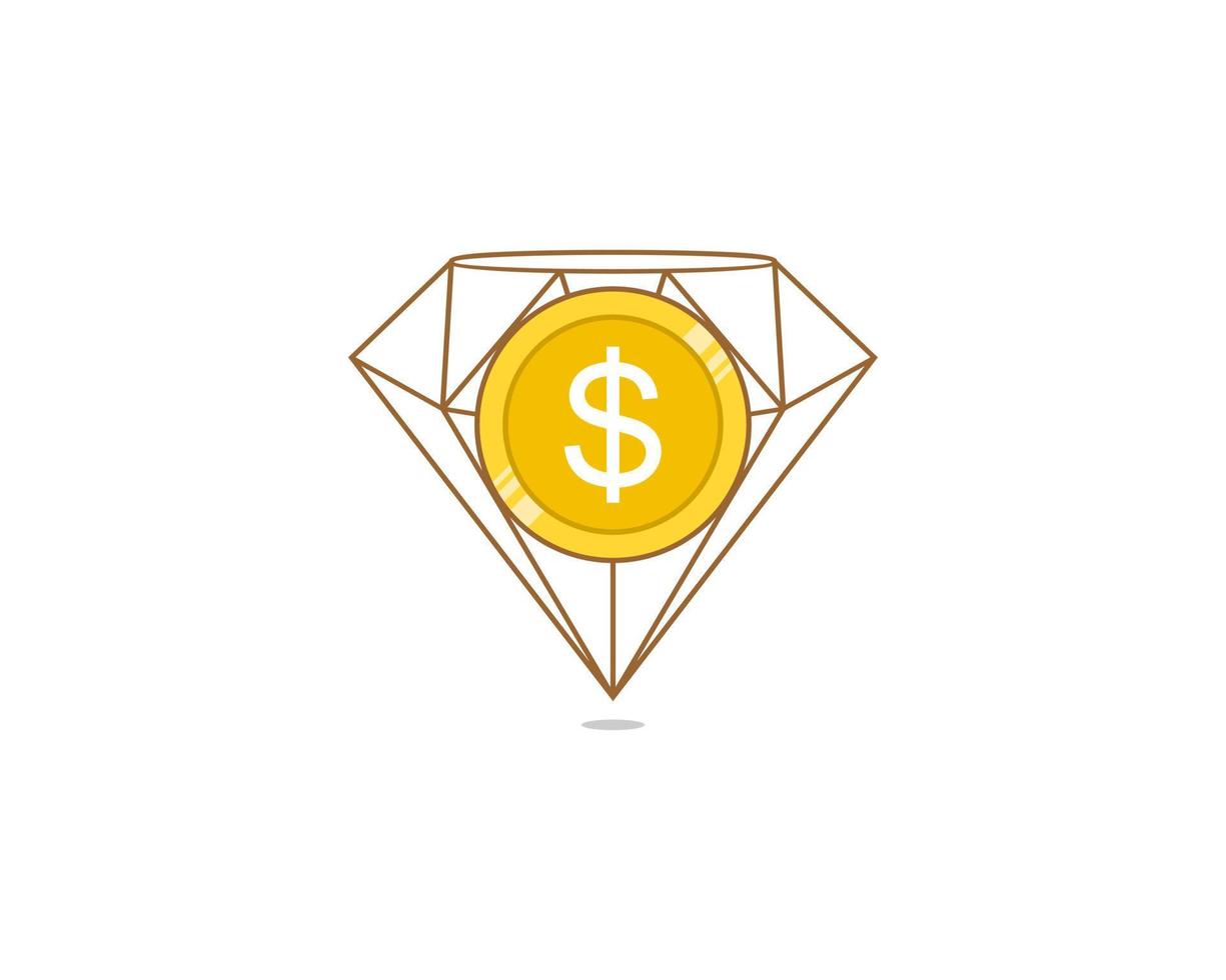 Coin in the diamond gems logo vector