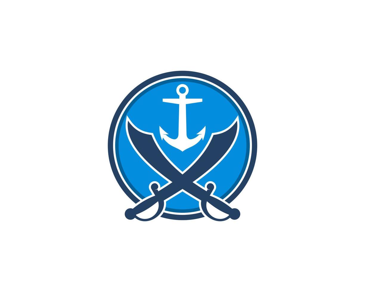 Pirates sword crossed with anchor in the middle vector
