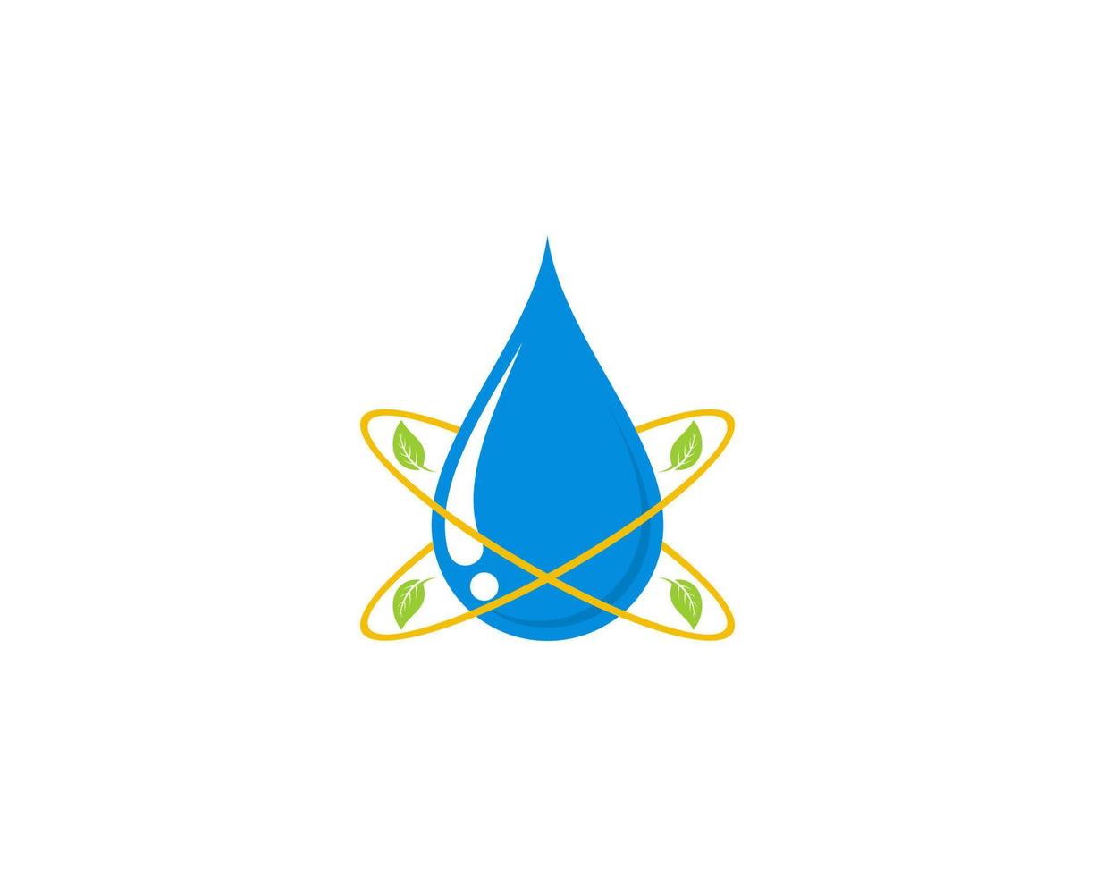 Water drop with yellow planet ring surrounding vector