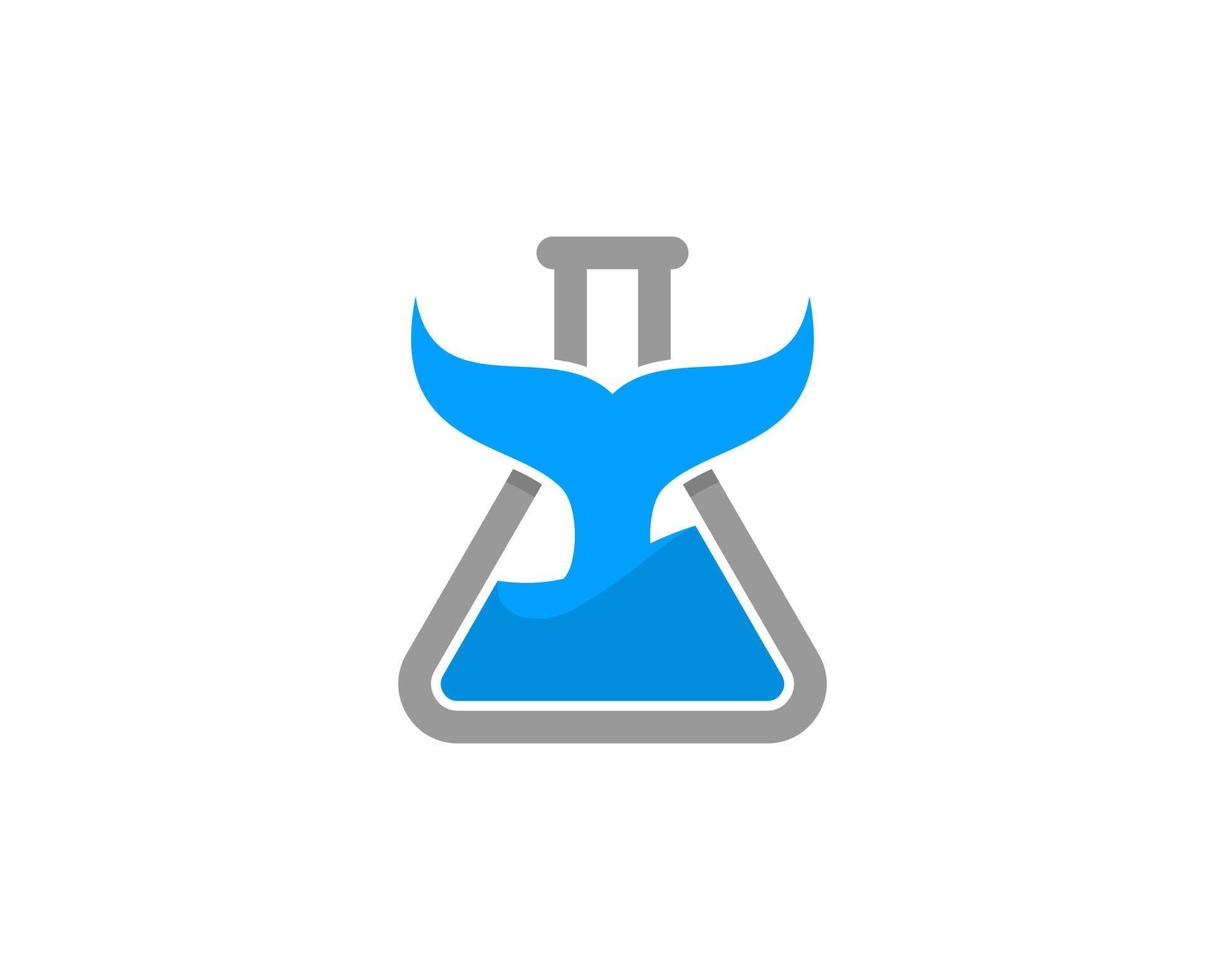 Whale tail inside the laboratory test tube logo vector