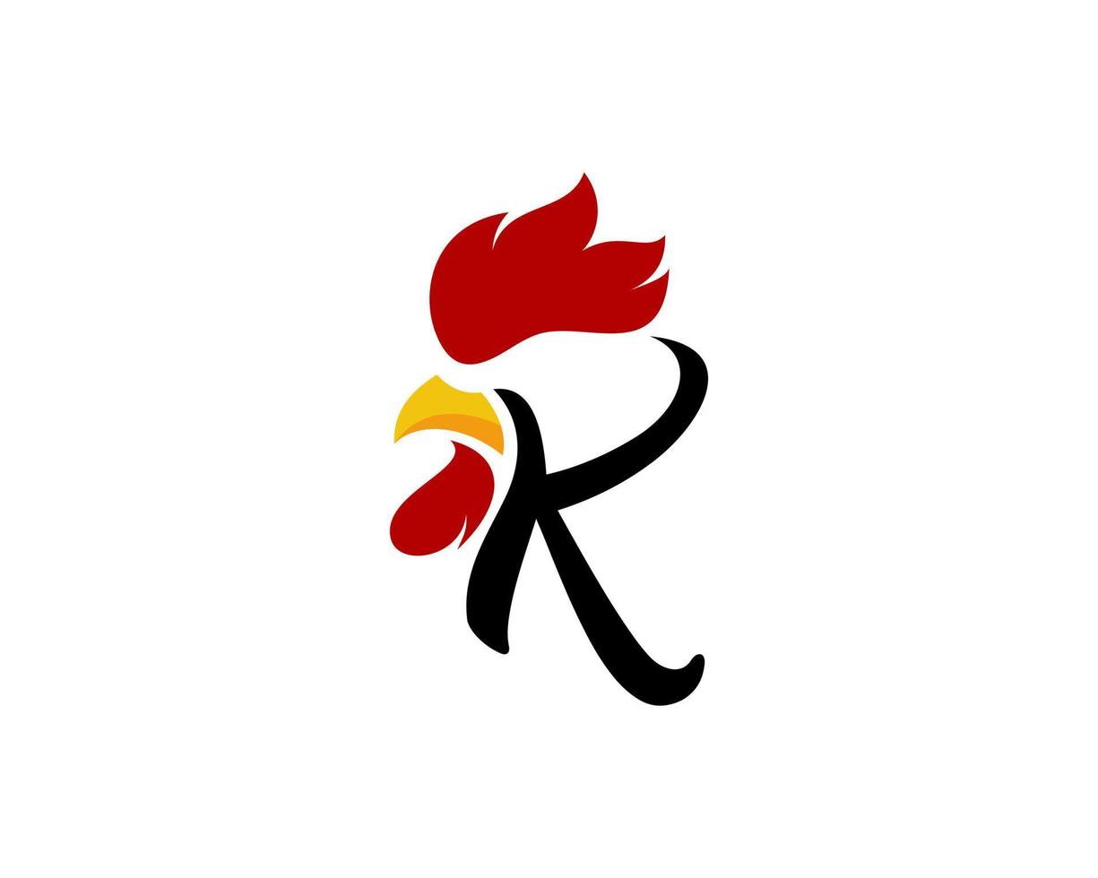 letra k con logo de cabeza de gallo vector