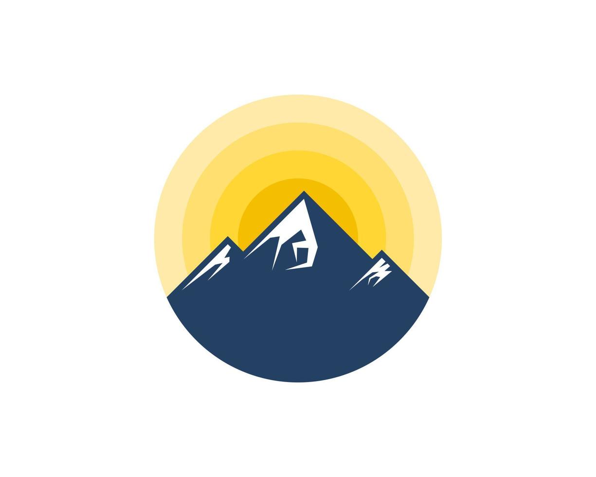 Simple Mountain with sunset behind vector