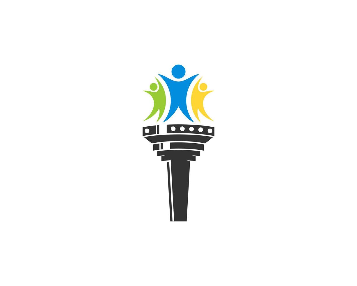 Happy people on the torch logo vector