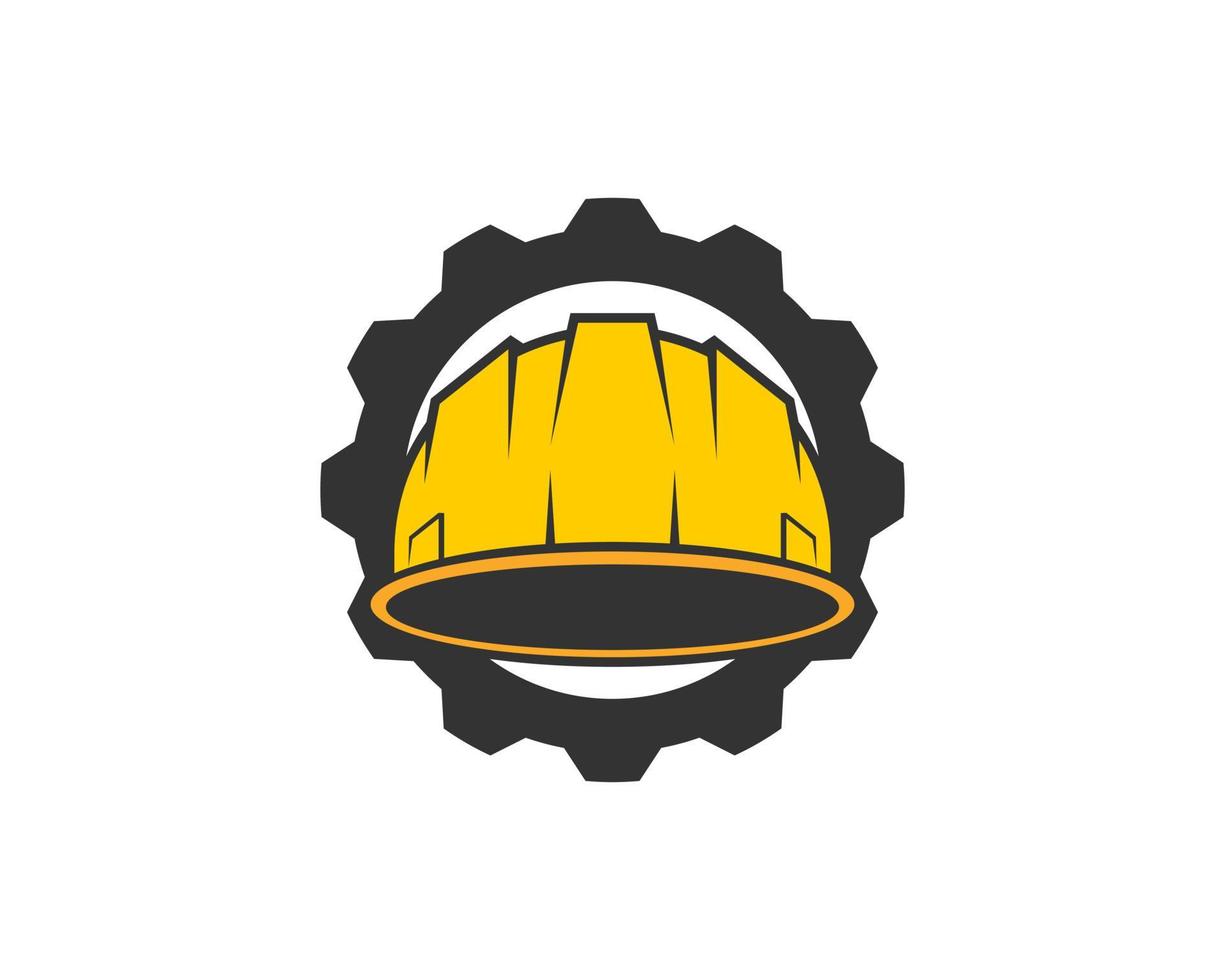 Mechanical gear with safety helmet inside vector