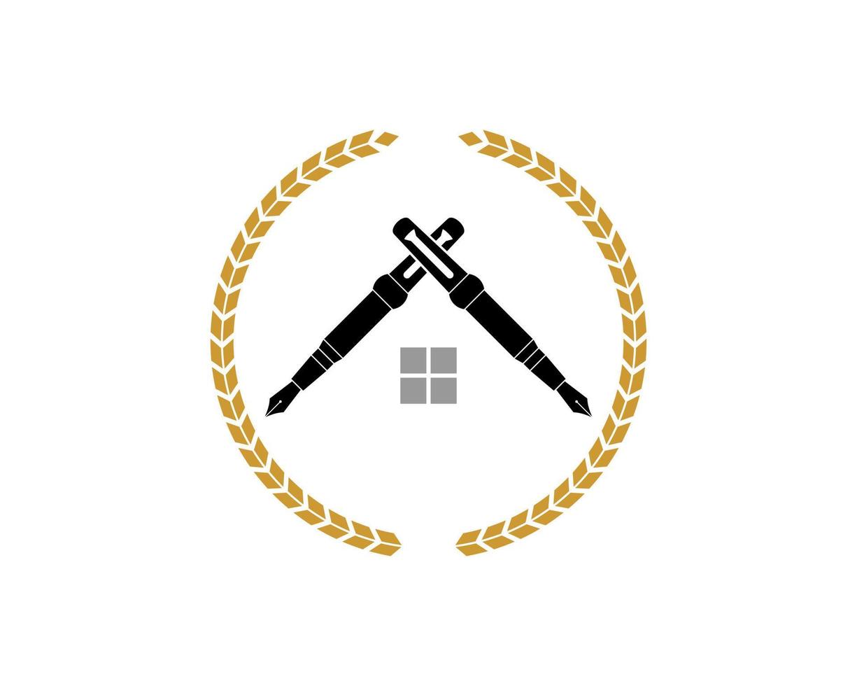 Circular wheat with pen house inside vector