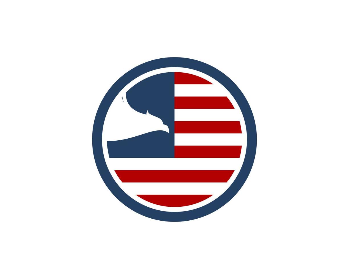Circle shape with american flag and eagle head inside vector