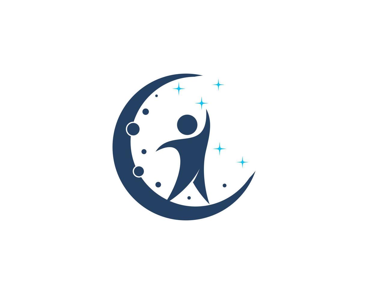 Abstract swoosh people on the crescent moon vector