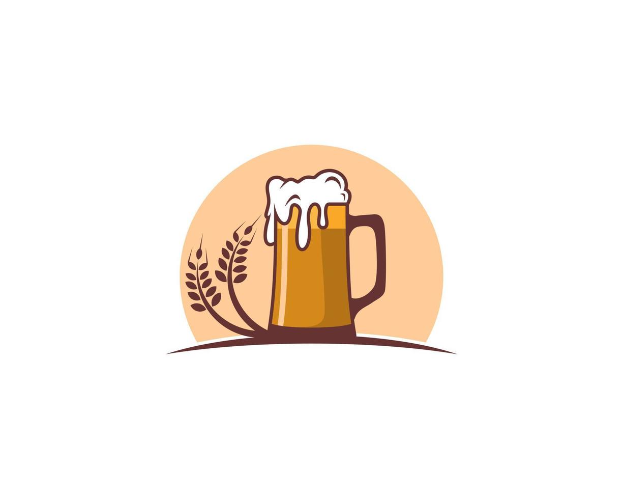 Beer glass with wheat surrounding vector