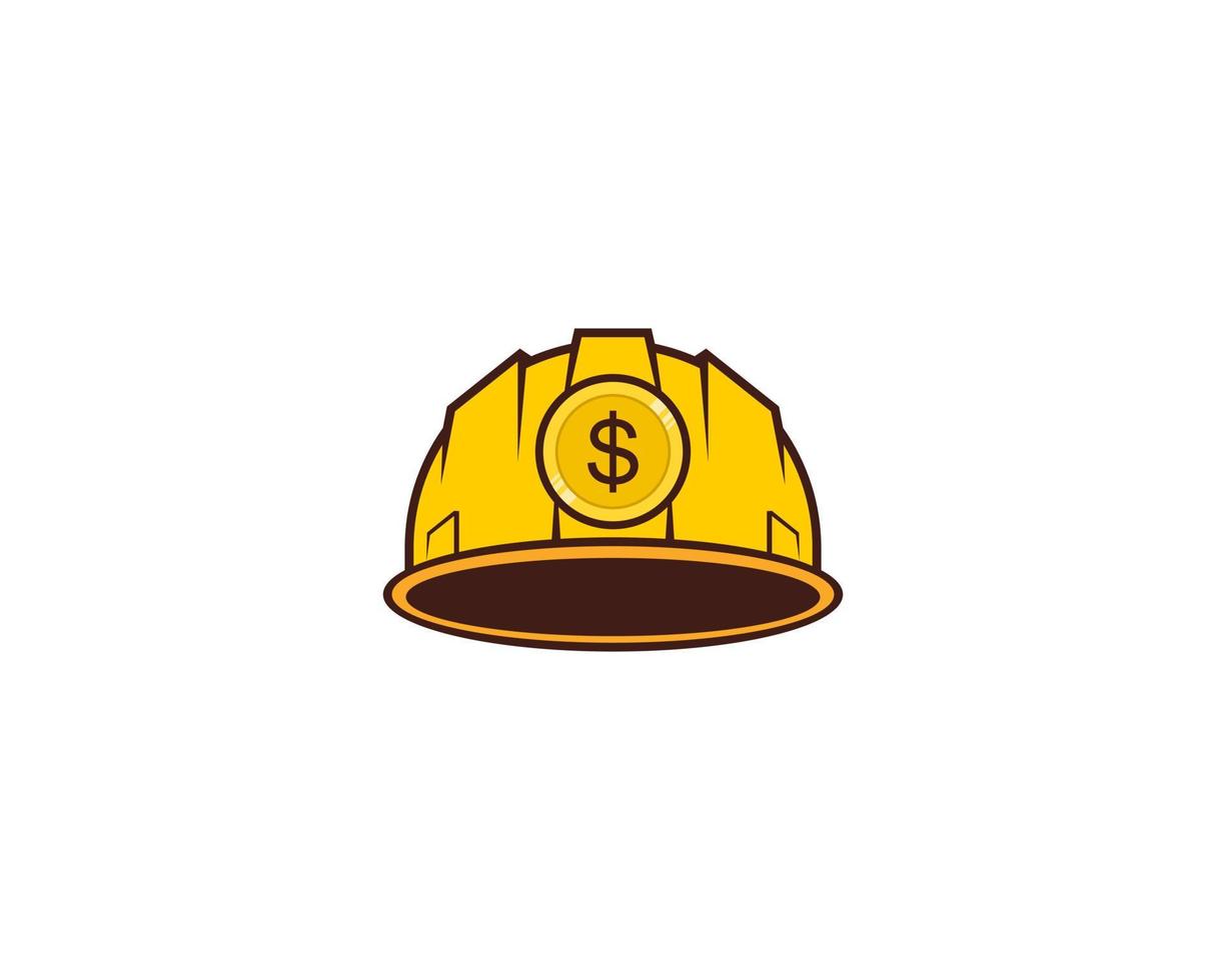 Safety helmet with coin in the middle vector
