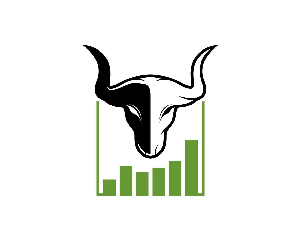 Bull head on the chart growth up logo vector