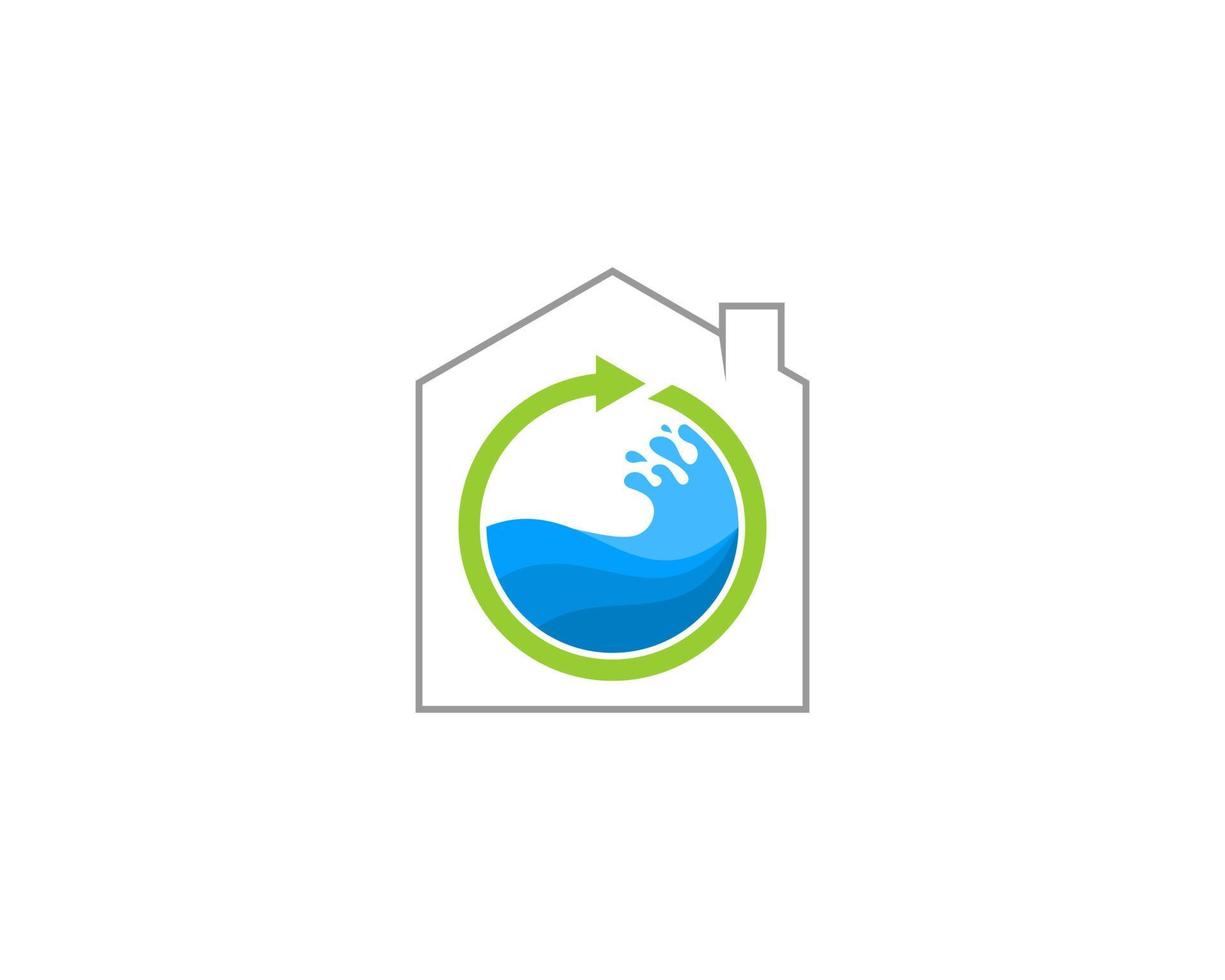 Washing machine rotation in the house logo vector