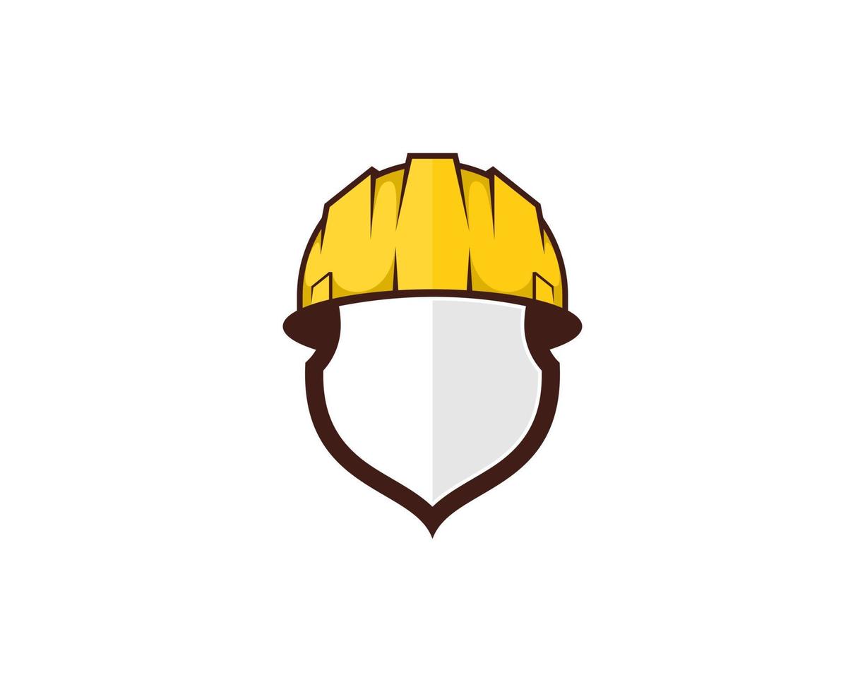 Shield protection use construction helmet illustration logo vector