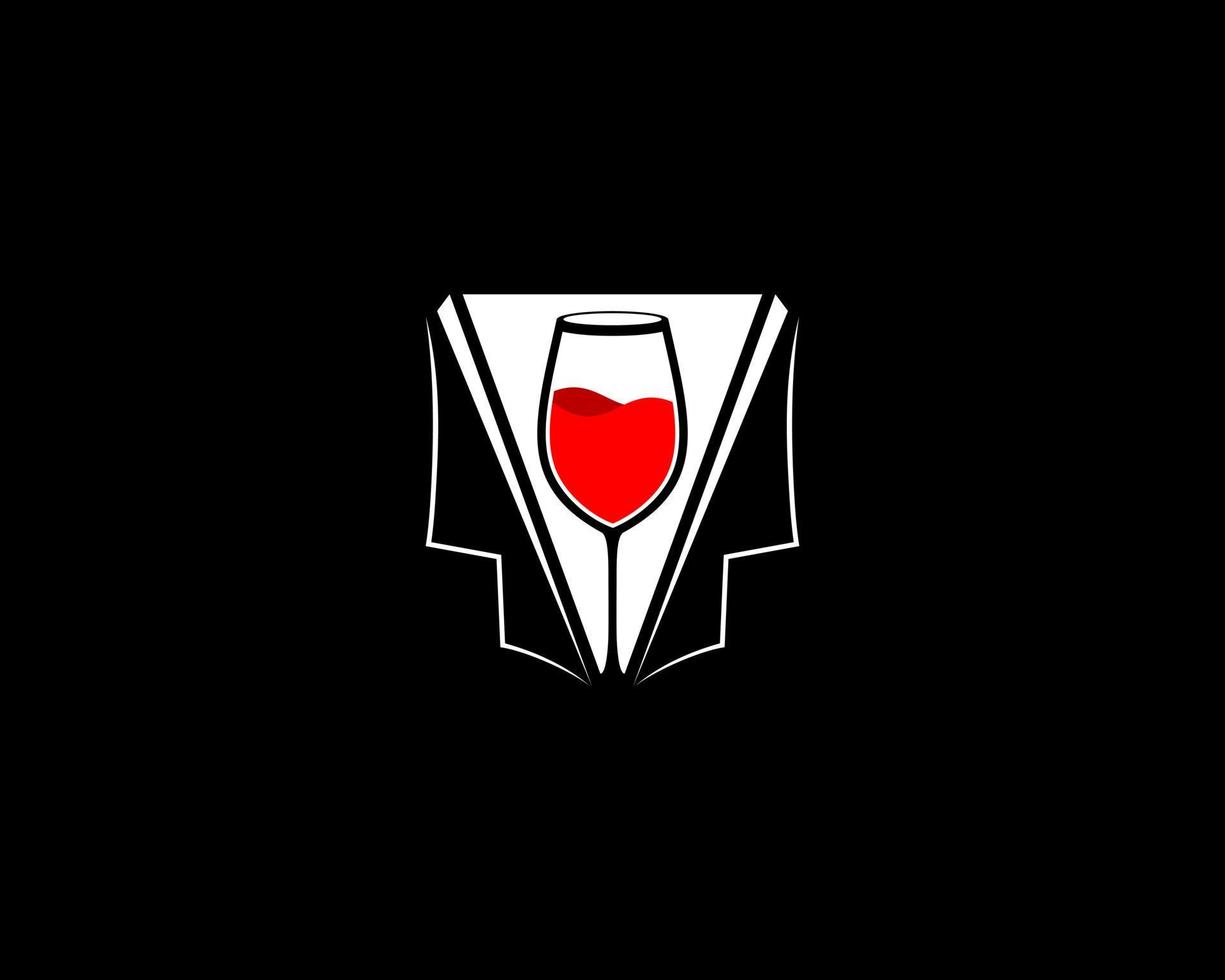 Bartender suit with wine glass in the middle vector