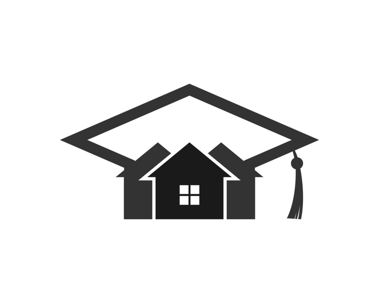 Graduation hat with three simple house inside vector