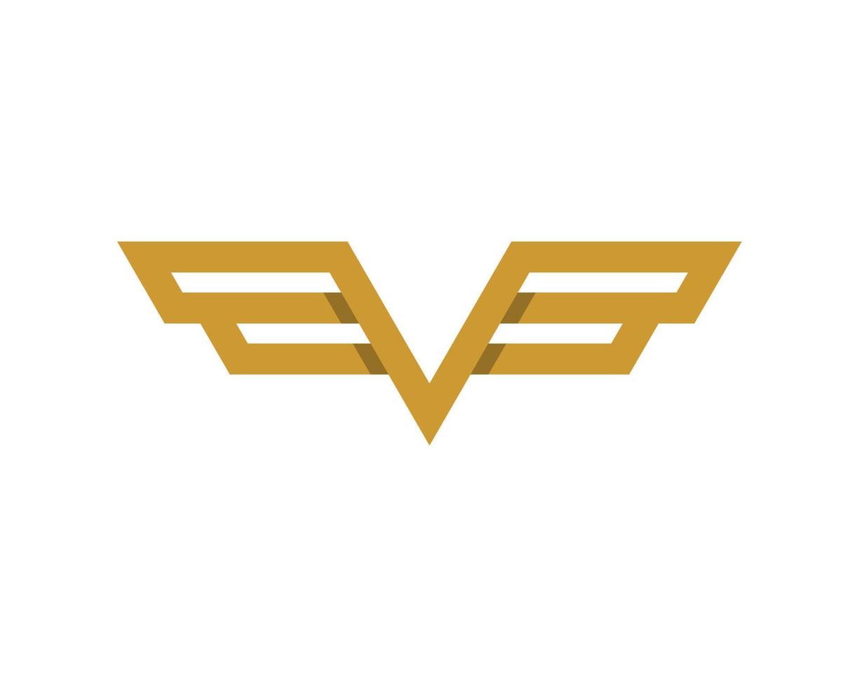 Abstract gold wing with V and B letter initial vector