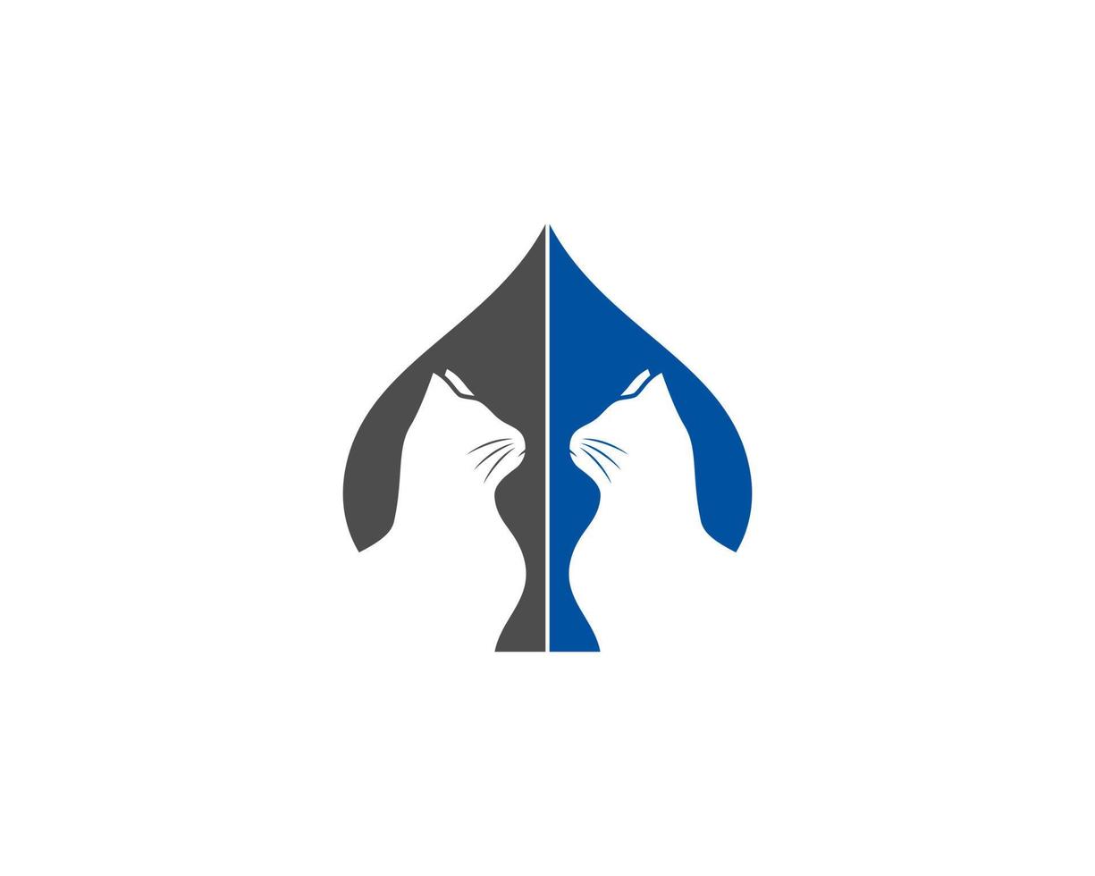 Cat head to head in the spade logo vector