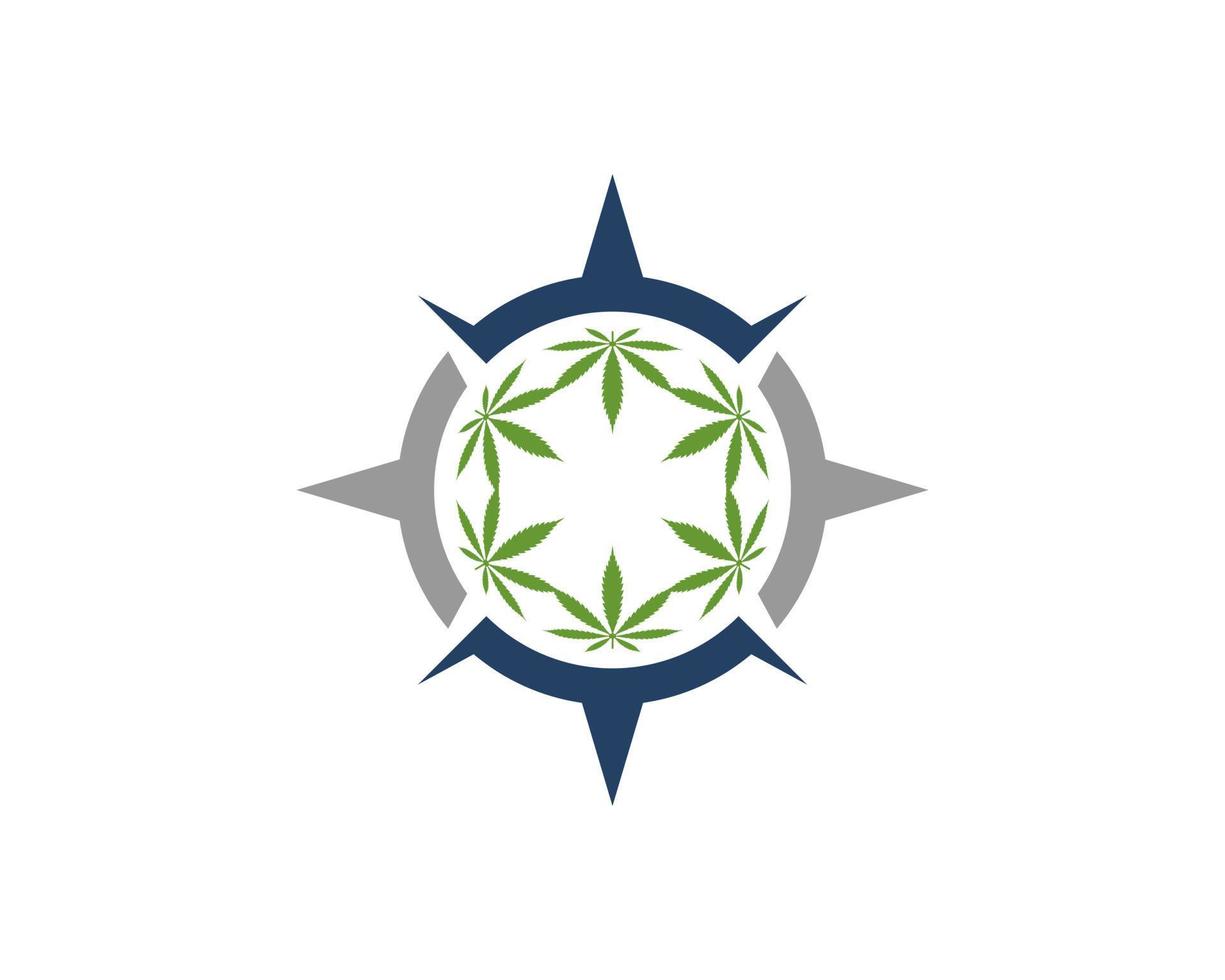 Modern compass with circular cannabis inside vector