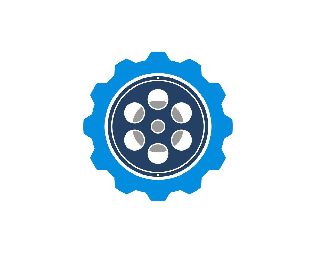 Mechanical gear with roll film inside vector