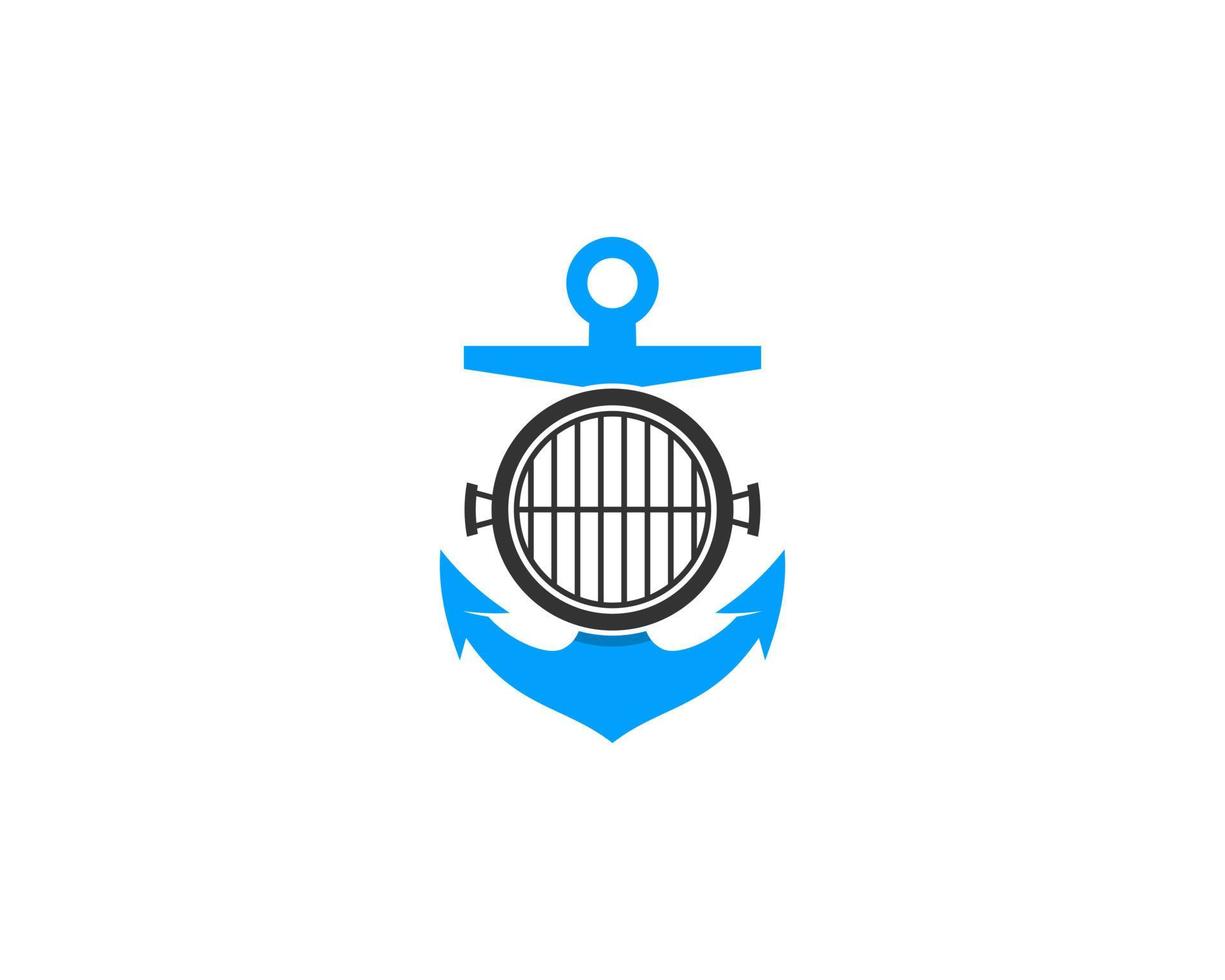 Anchor with grill pan in the middle vector