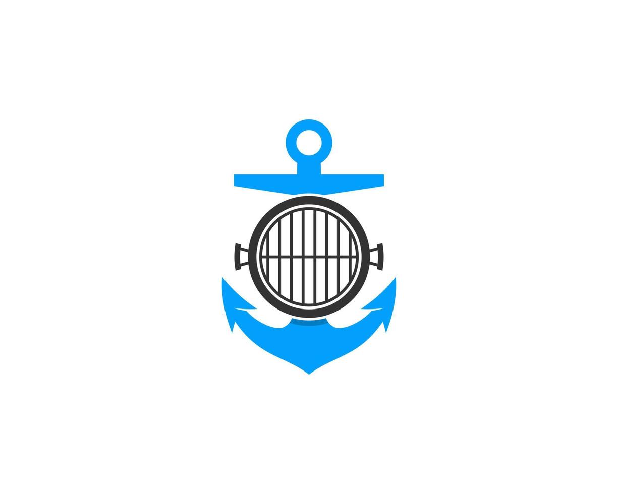 Anchor with grill pan in the middle vector