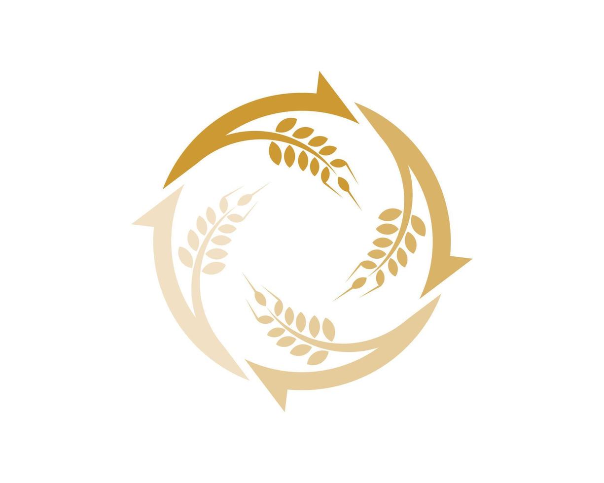 Circular arrow with golden wheat inside vector