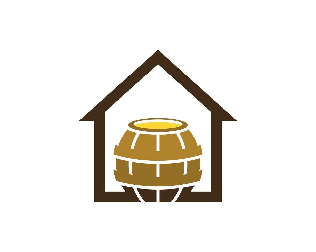 Simple house with beer barrel inside vector