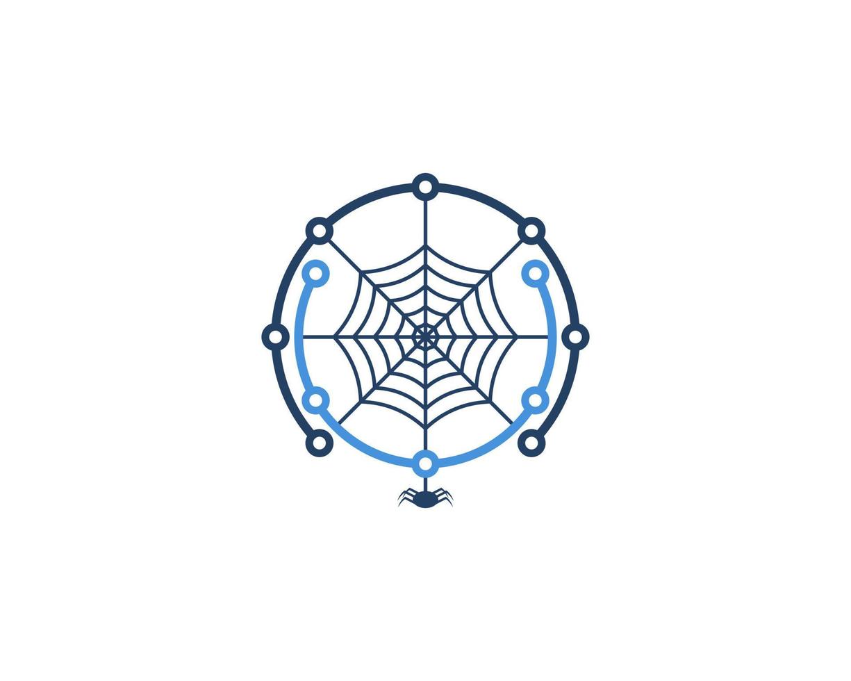 Circular circuit tech with spider web in the middle vector