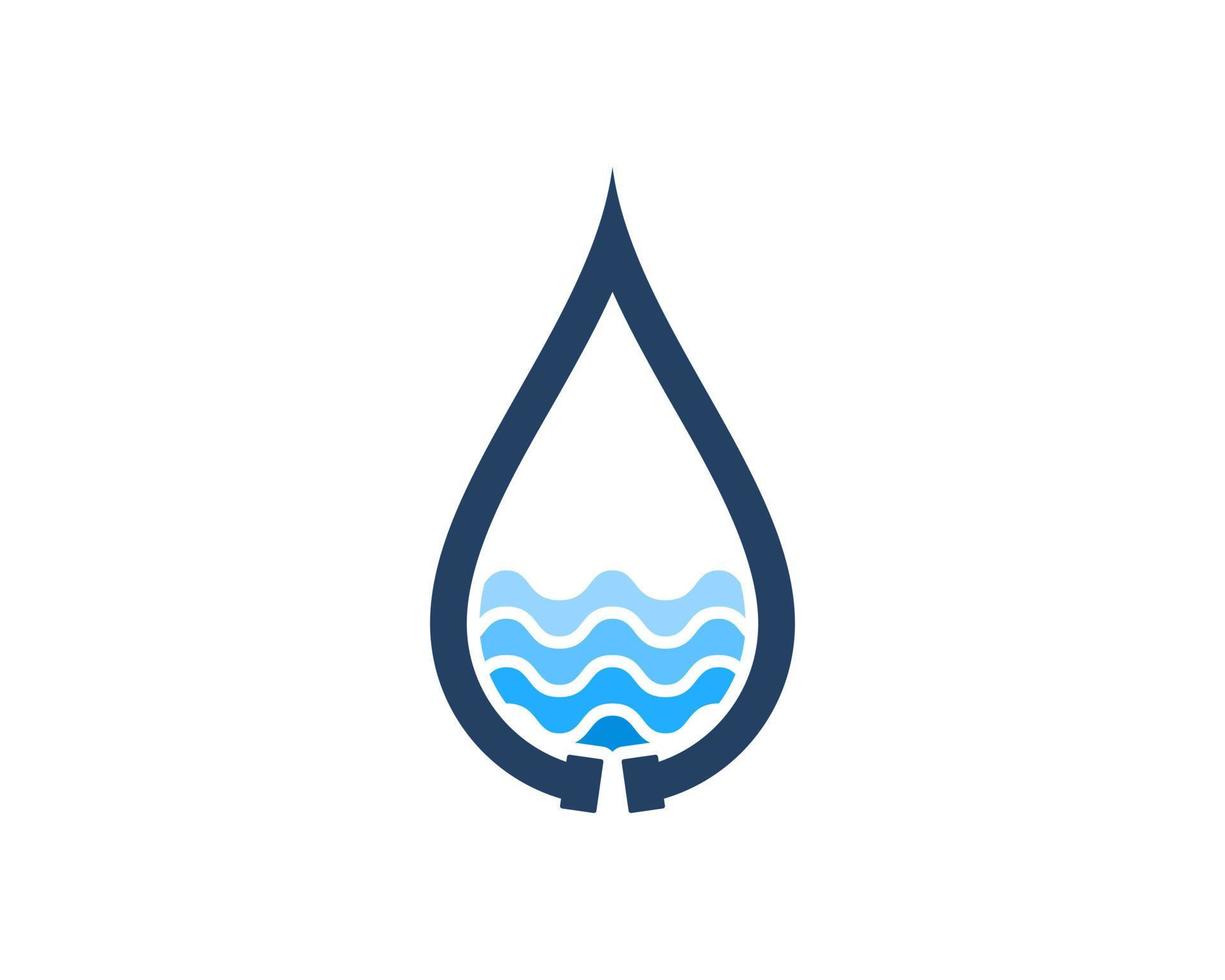 Water drop with pipe and beach wave inside vector