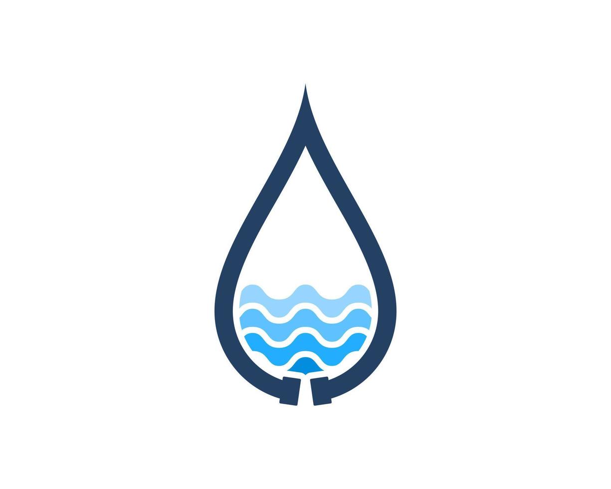 Water drop with pipe and beach wave inside vector