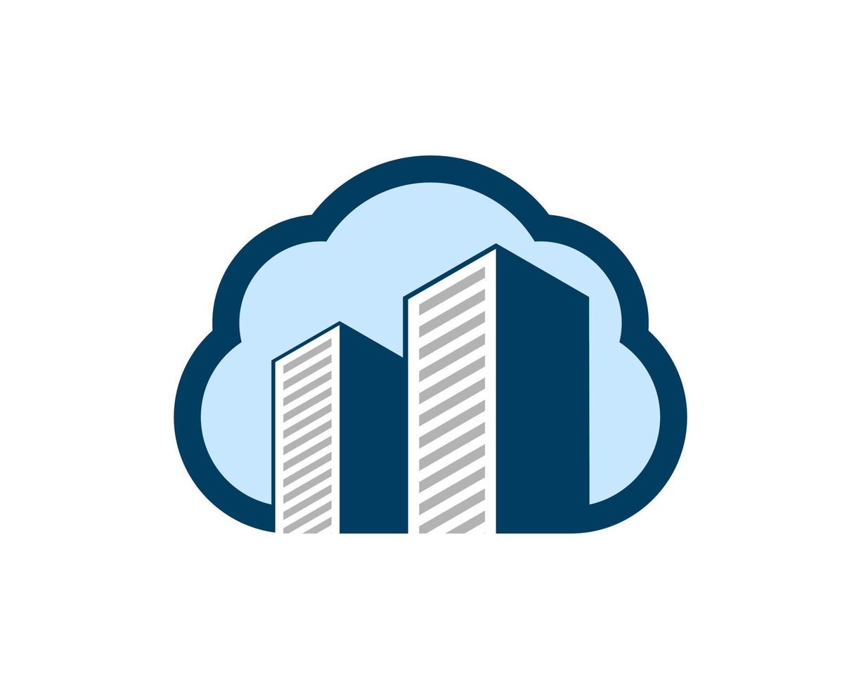 Simple cloud with modern building inside vector