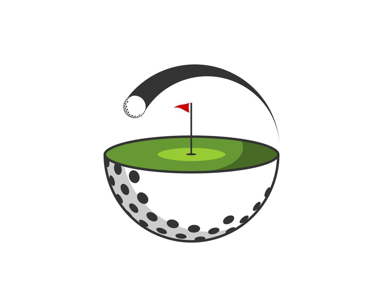 Half golf ball with field on the top vector