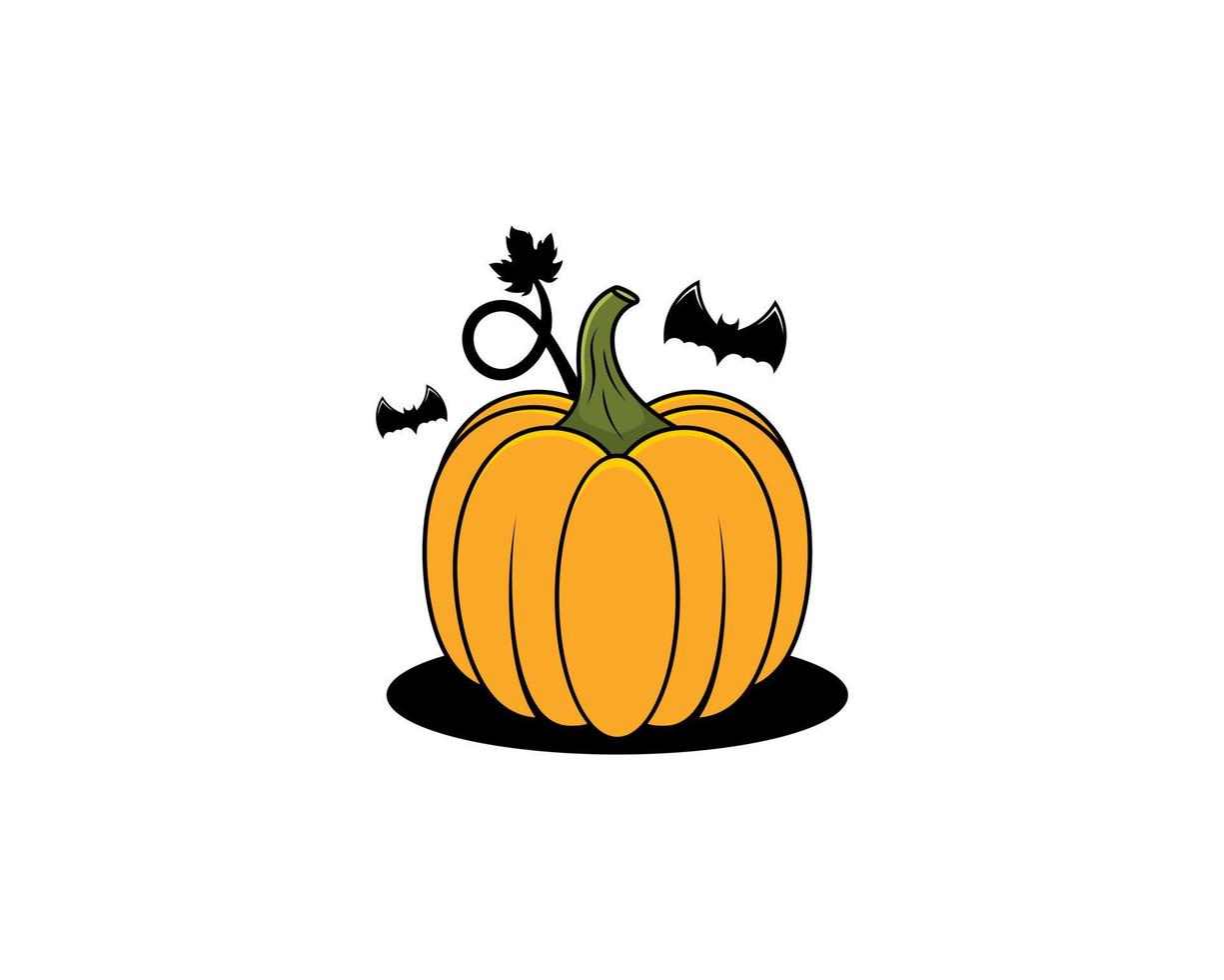 Pumpkins with flying bats surrounding illustration vector