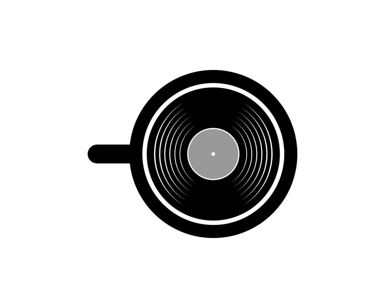 Simple cup of coffee with black vinyl music inside vector