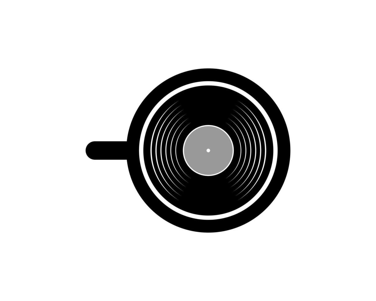 Simple cup of coffee with black vinyl music inside vector